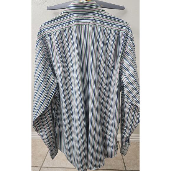 Polo XL Regent Classic Fit LS Blue, Pink, Green, White Striped Shirt 100% Cotton - Picture 5 of 5